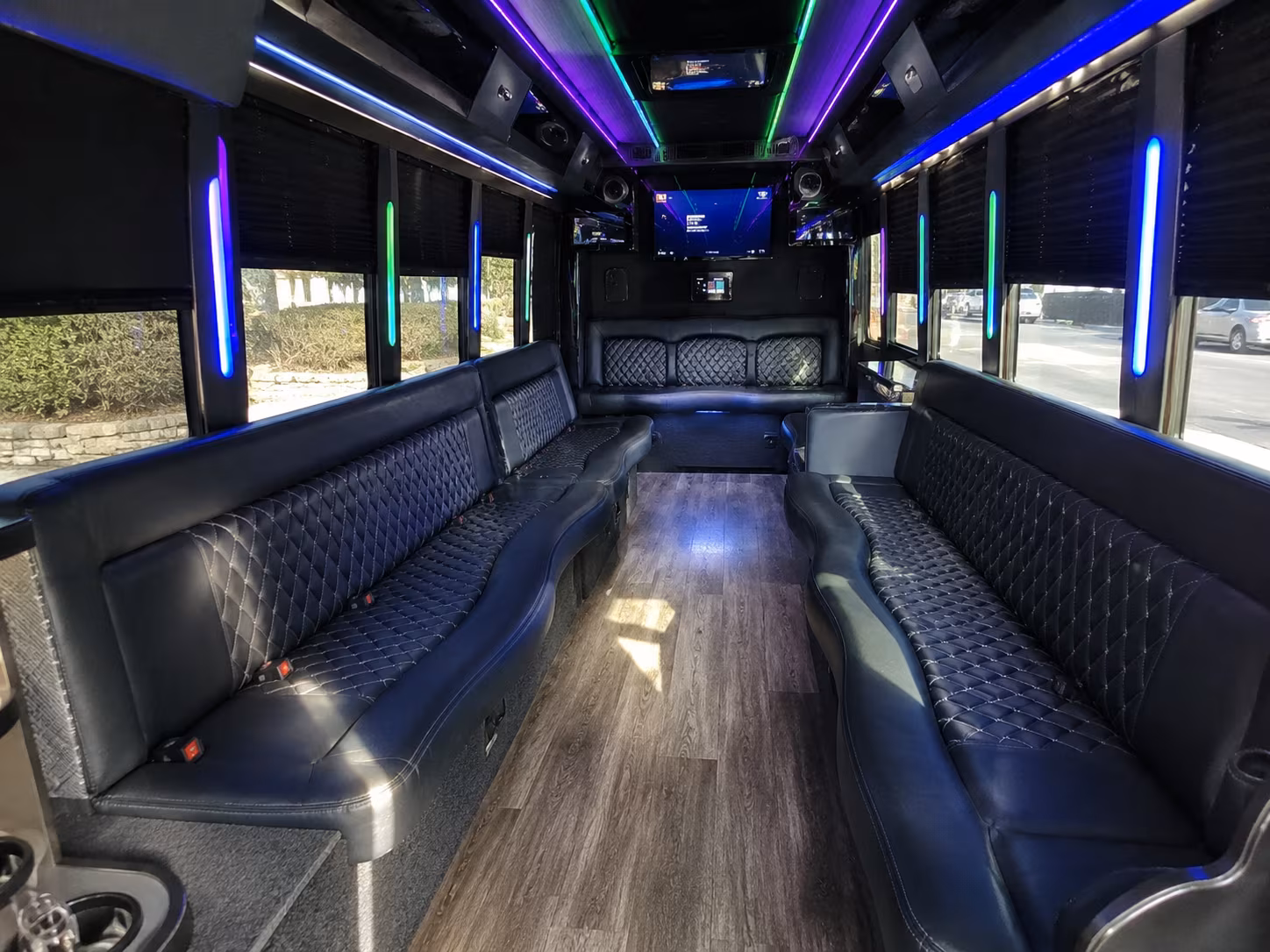 warren 15 passenger party bus interior