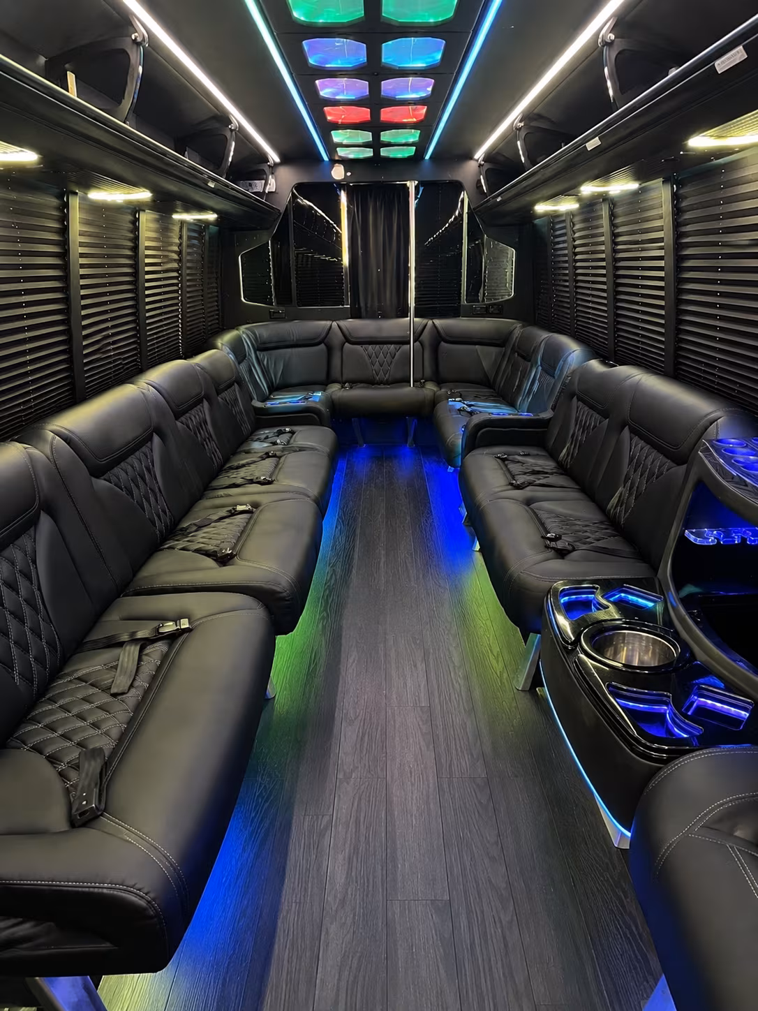 warren 20 passenger party bus interior