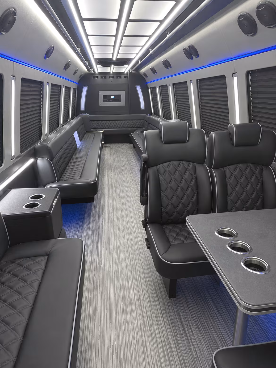 warren 25 passenger party bus inside