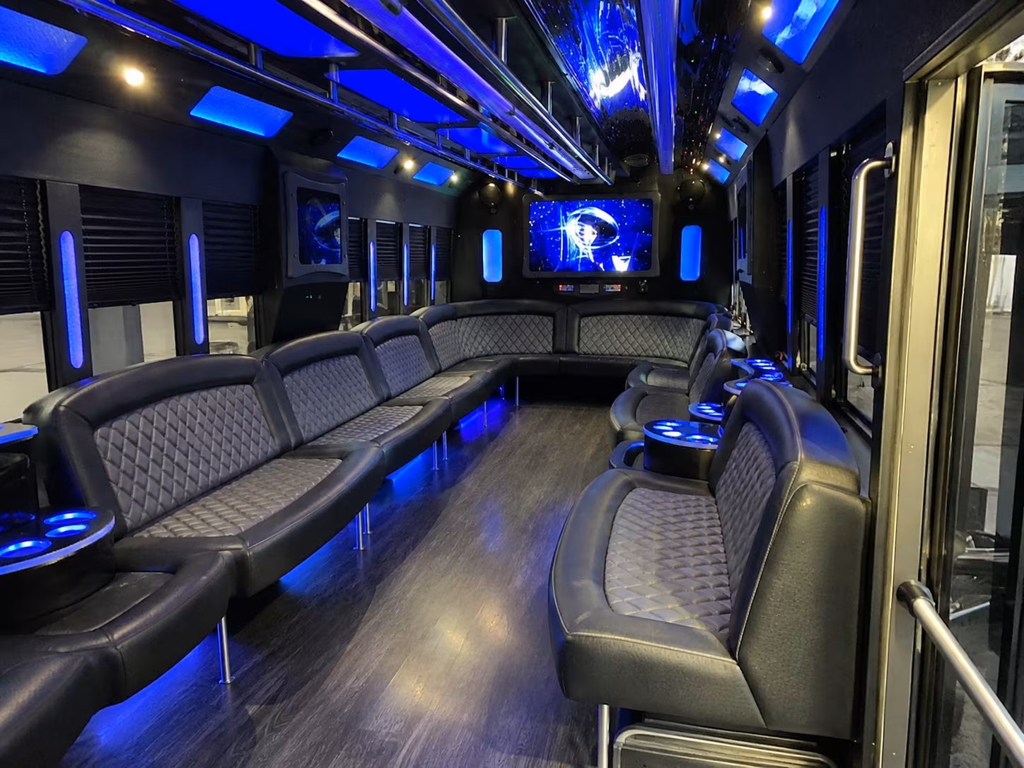 warren 28 passenger party bus interior