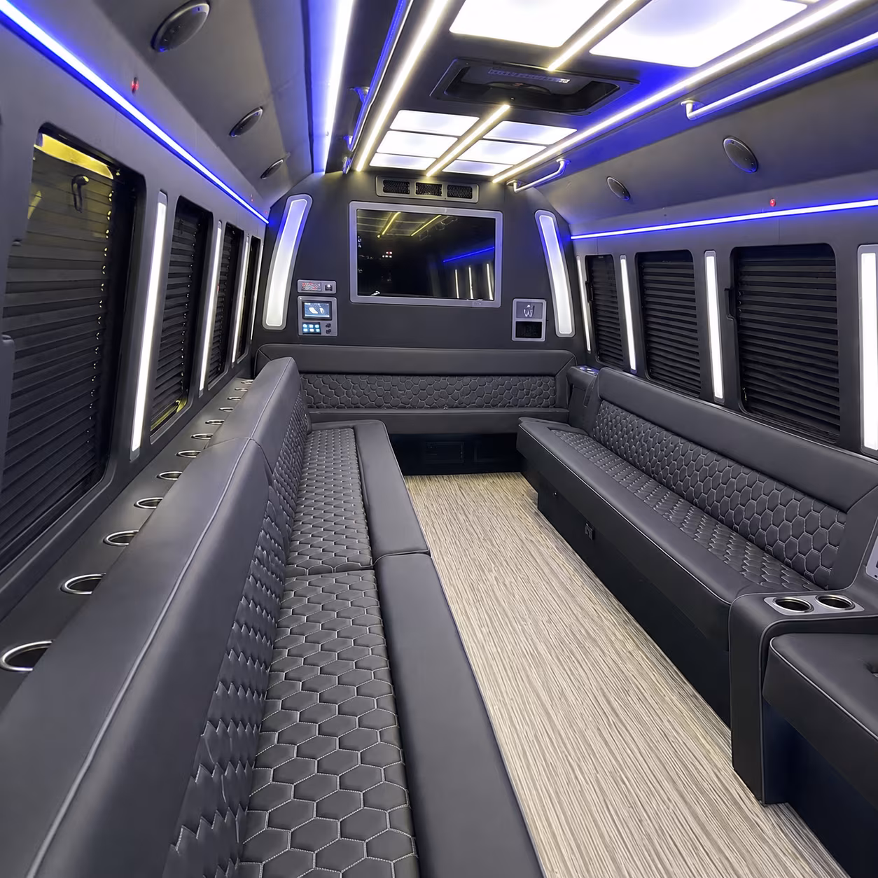 warren 40 passenger party bus inside