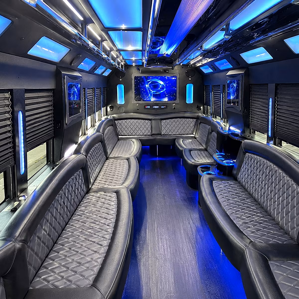 warren 50 passenger party bus interior