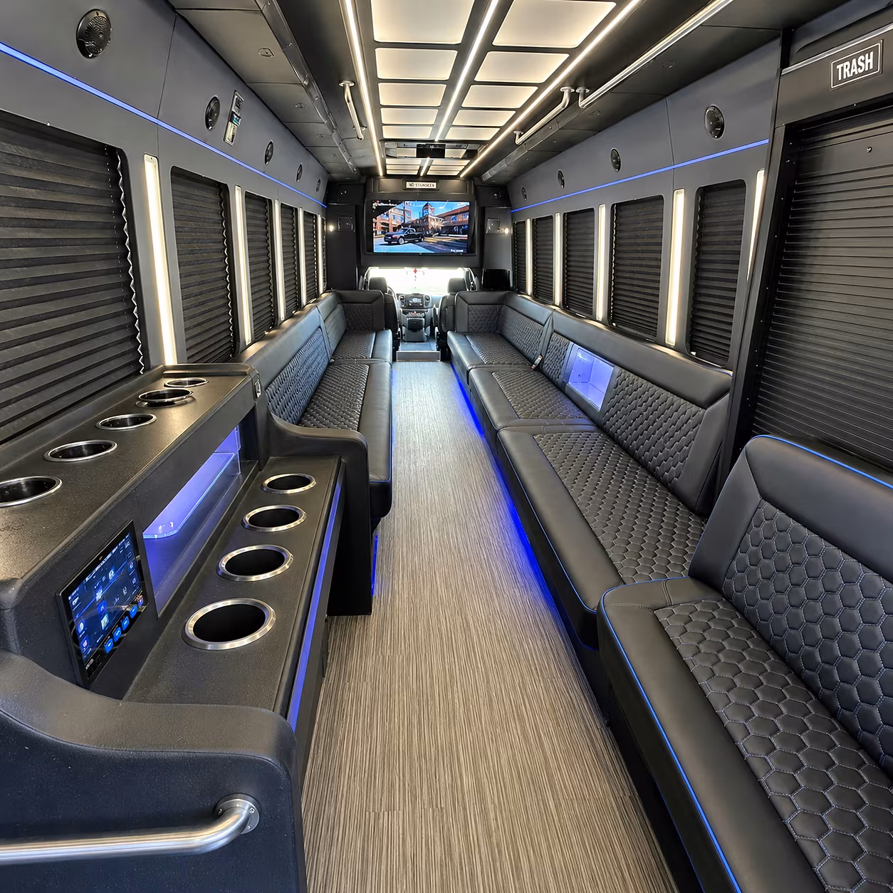 warren party bus rental interior